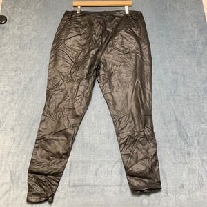 Hybrid & Company Pants Womens 18 Black Faux Leather Pockets Stretch Straight